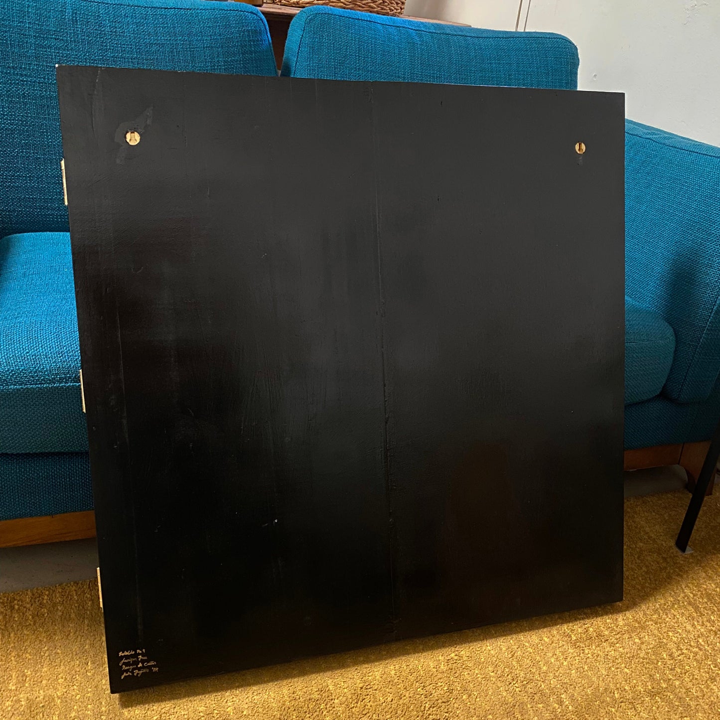 Retablo No.9 - Triptych Oil Painting in Handmade Wooden Cabinet with Floral Motif