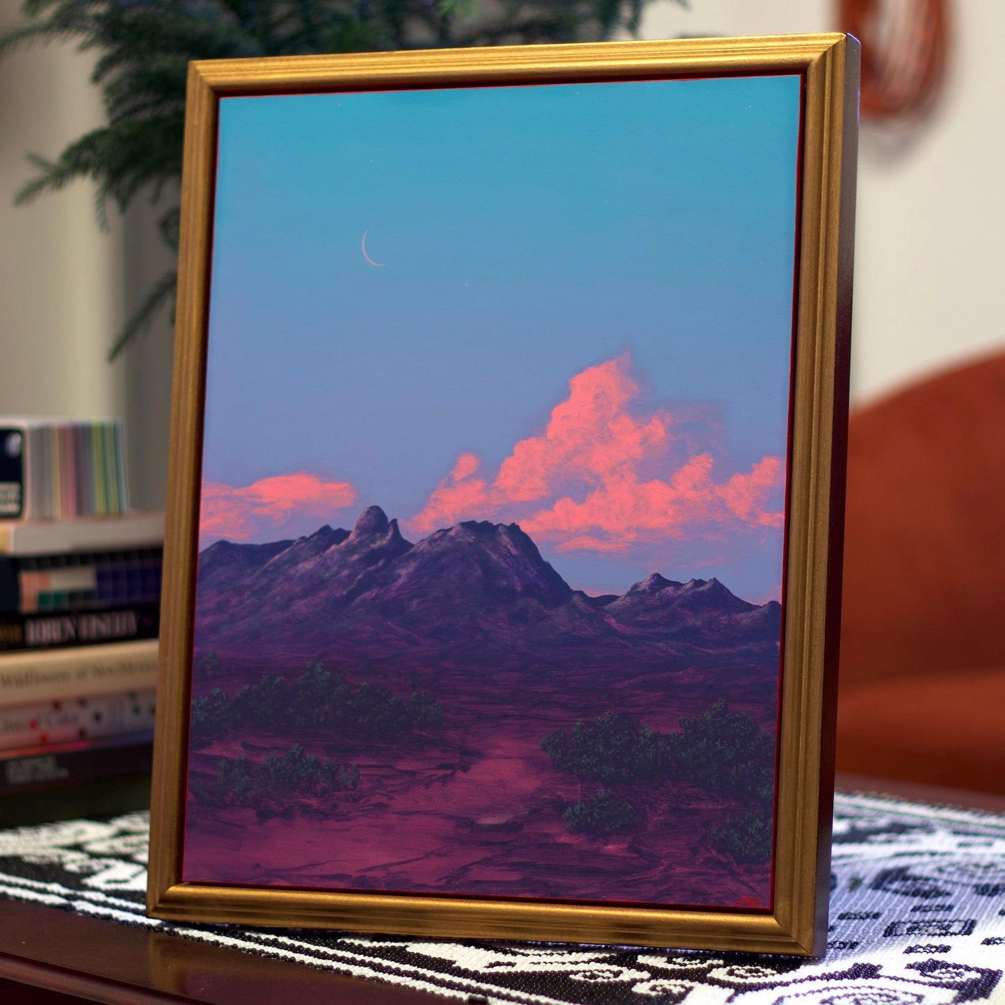 Organ Mountains No.2 - 11" x 14"- Southwestern Oil Painting in Handmade Frame