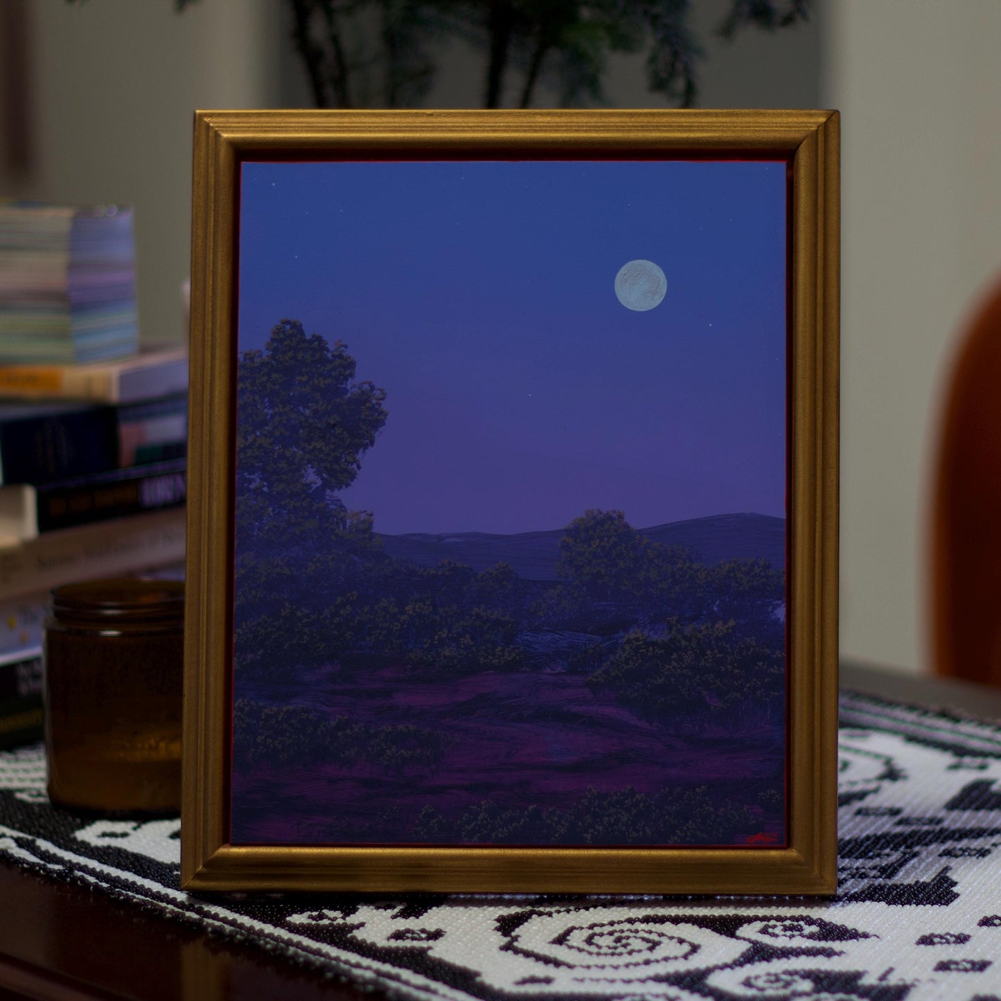 Twomile Reservoir No.02 - 8" x 10"- Southwestern Oil Painting in Handmade Frame