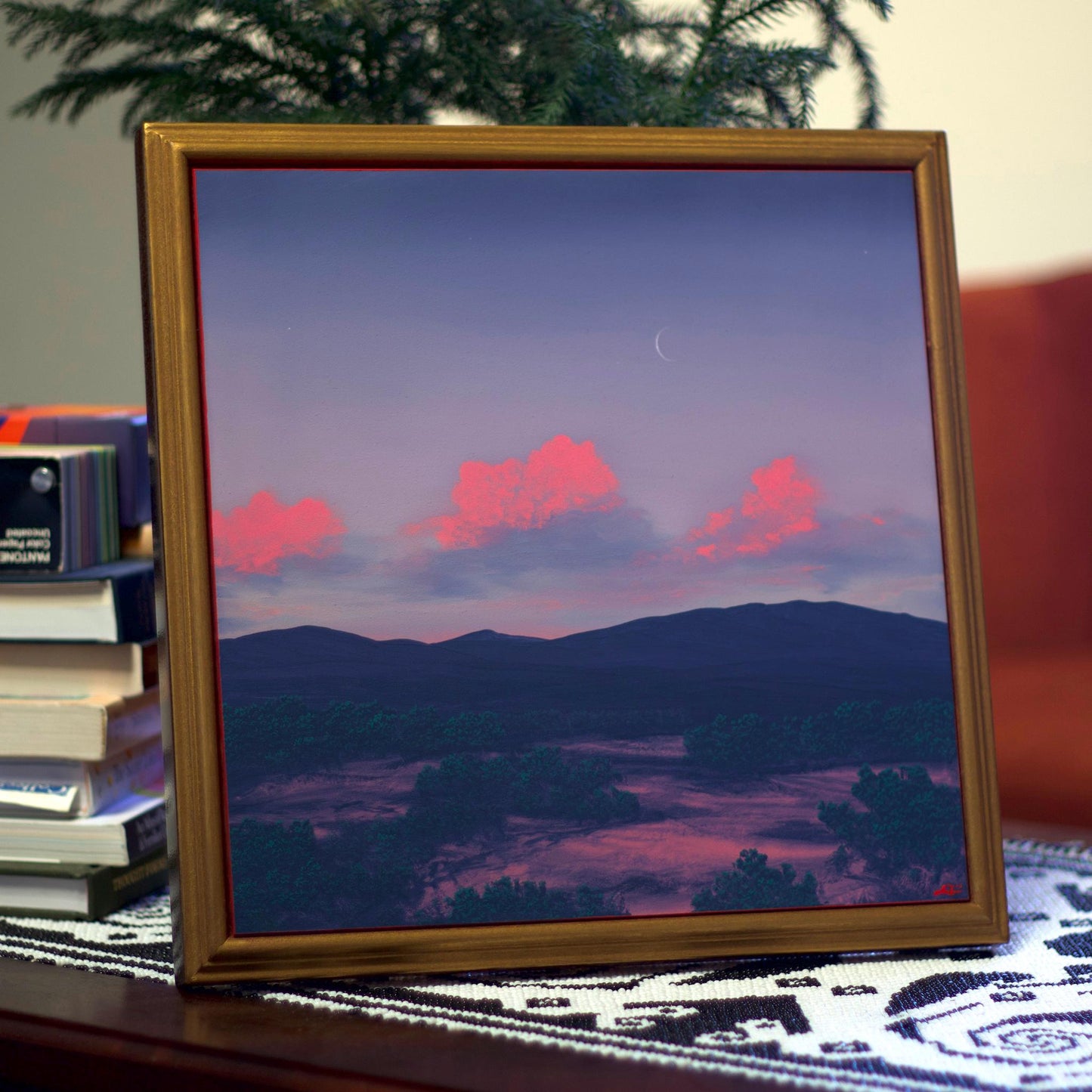 Sangre de Cristo Series 8, No.4 - 12" x 12" Oil Painting in Handmade Frame