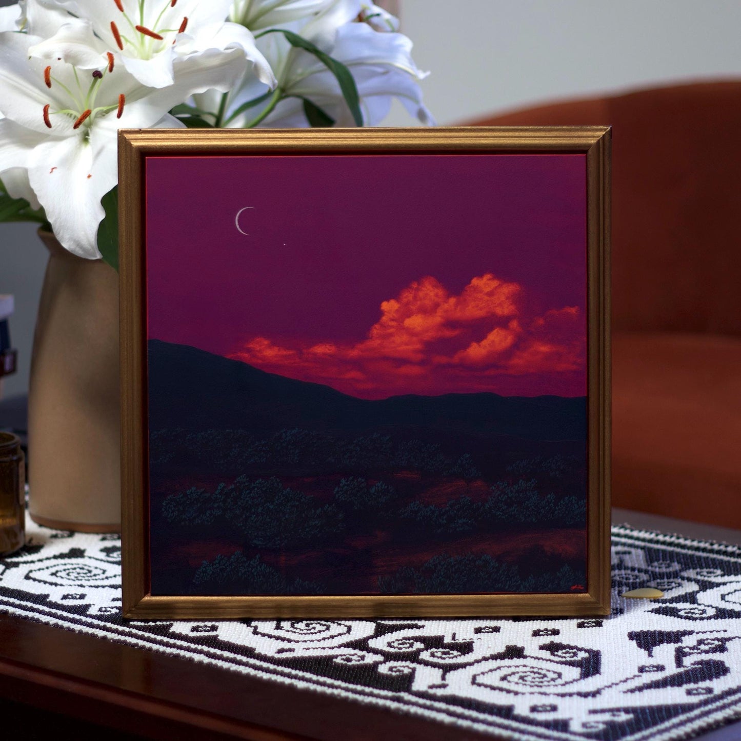 Picacho No.6 - 12" x 12" Oil Painting in Handmade Frame