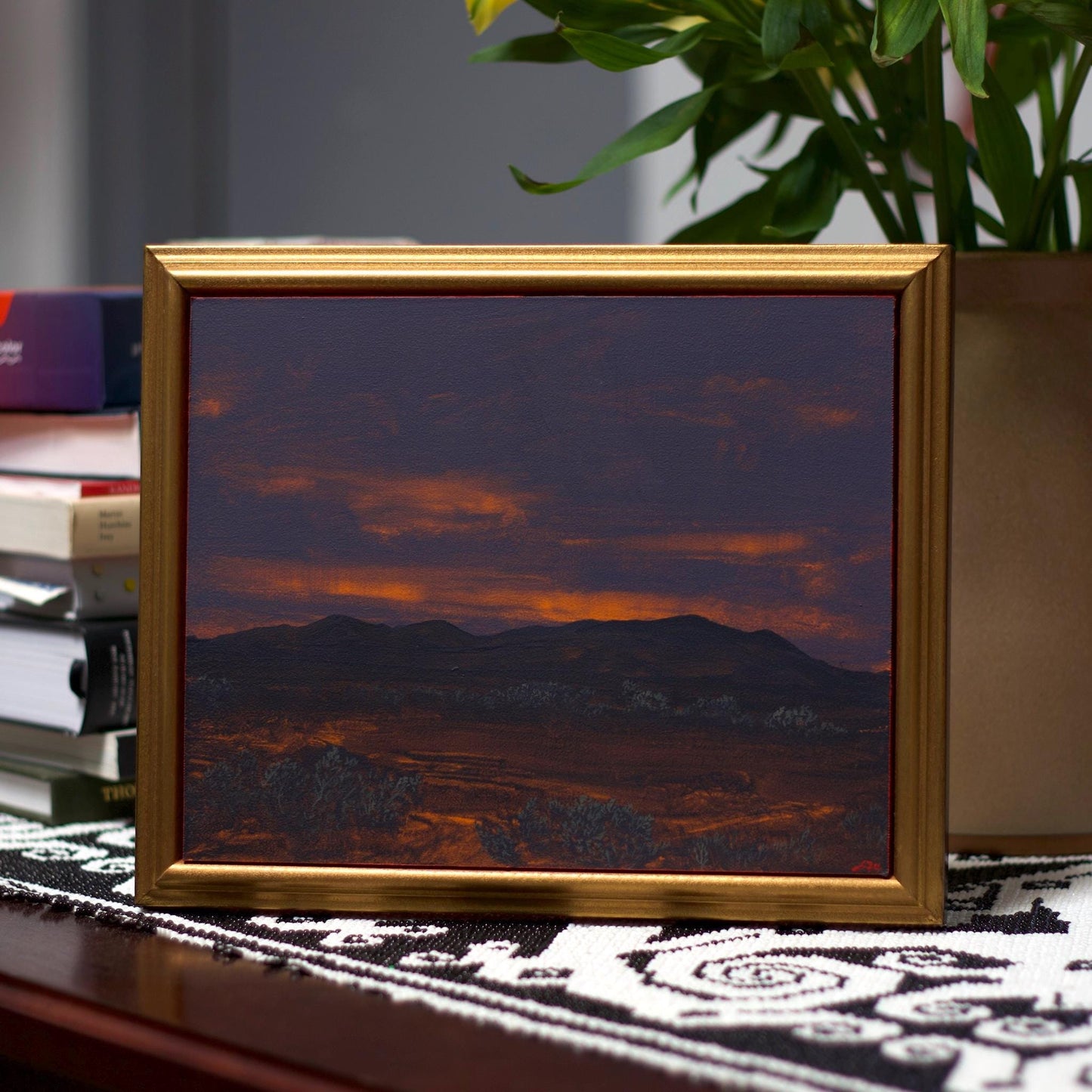 Ortiz Series 3, No.10 - 8" x 10", Original Southwestern Landscape Painting in Handmade Frame