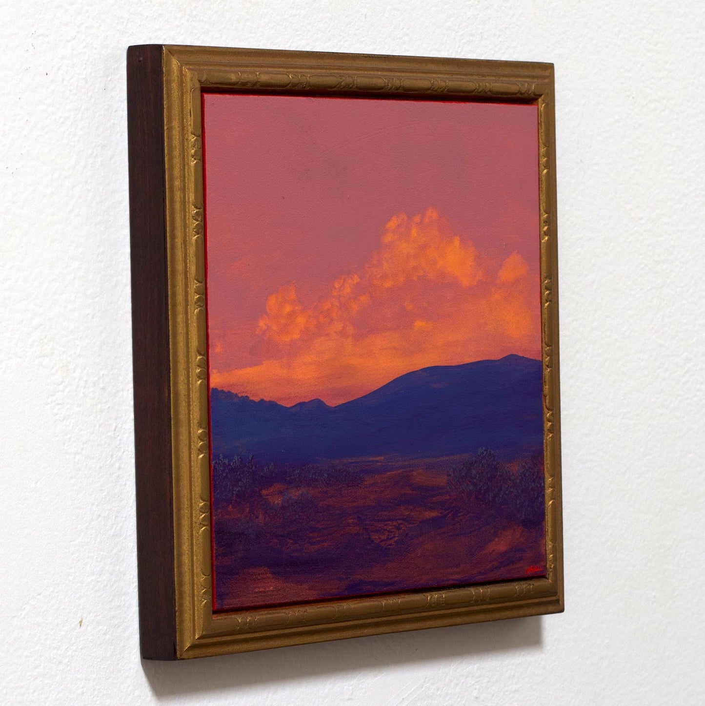 Sangre de Cristo Series 8, No.9 - 8" x 8", Original Southwestern Landscape Painting in Handmade Frame