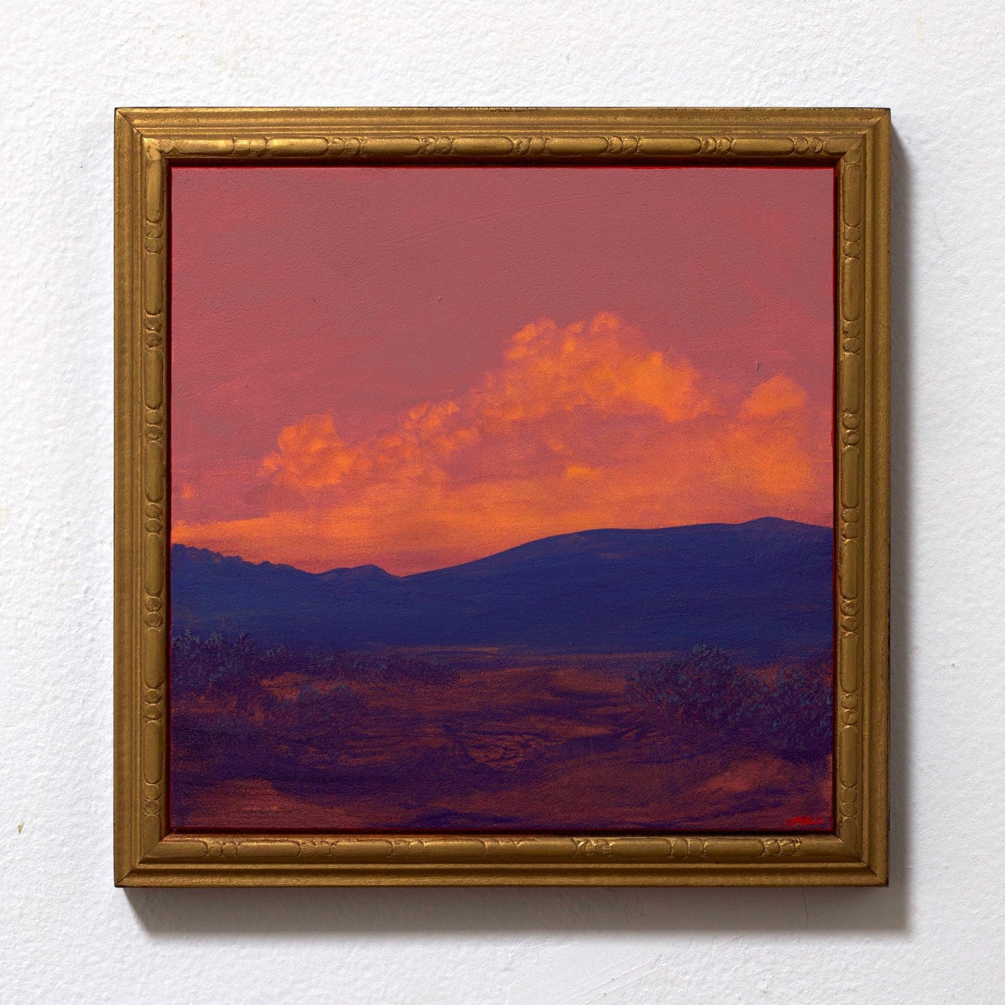 Sangre de Cristo Series 8, No.9 - 8" x 8", Original Southwestern Landscape Painting in Handmade Frame