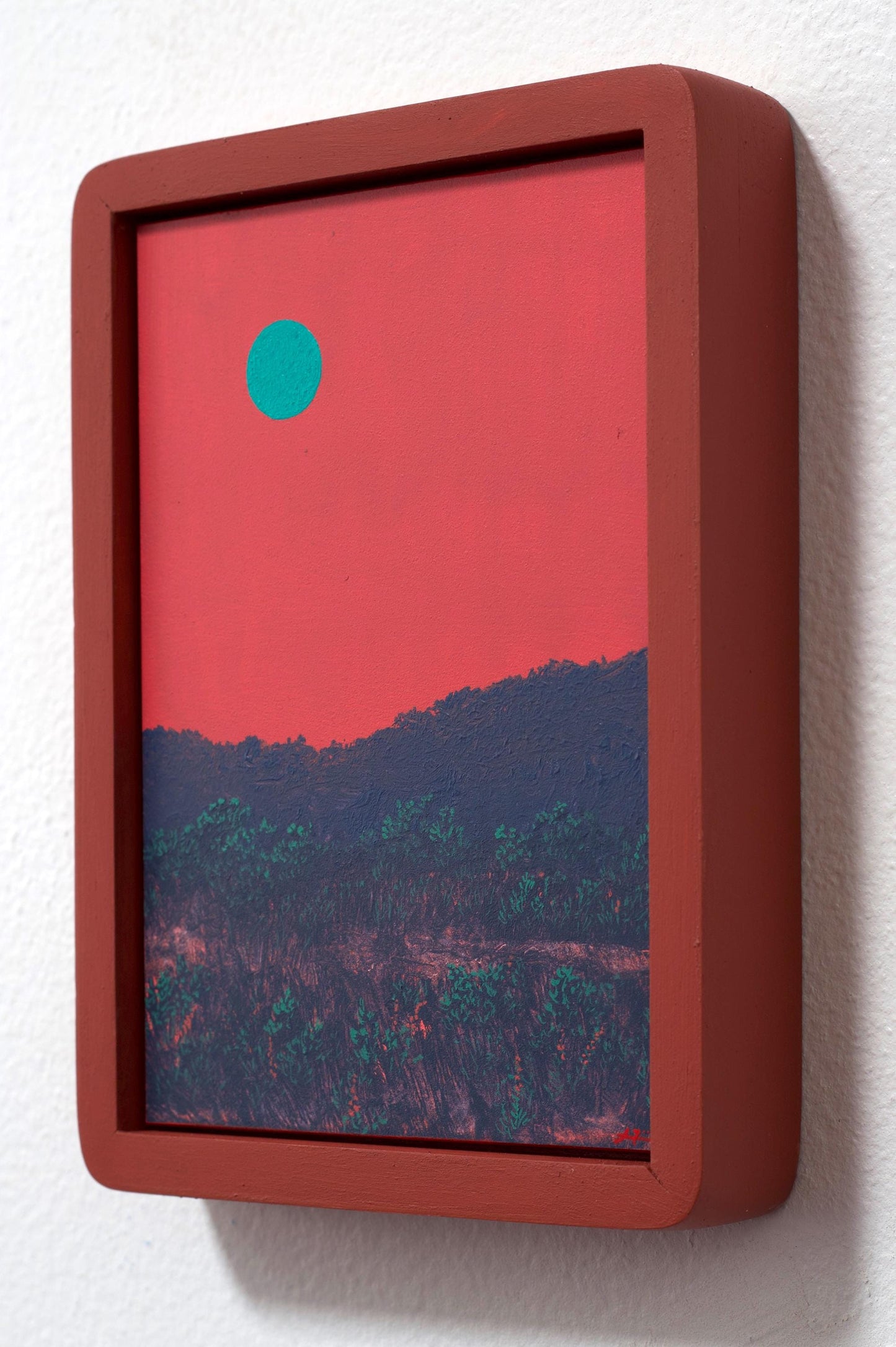 Tesuque Miniature No.5 - 5" x 7", Original Southwestern Landscape Painting in Handmade Frame