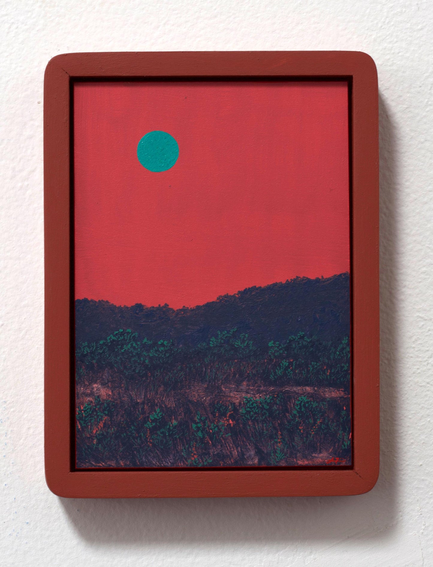 Tesuque Miniature No.5 - 5" x 7", Original Southwestern Landscape Painting in Handmade Frame