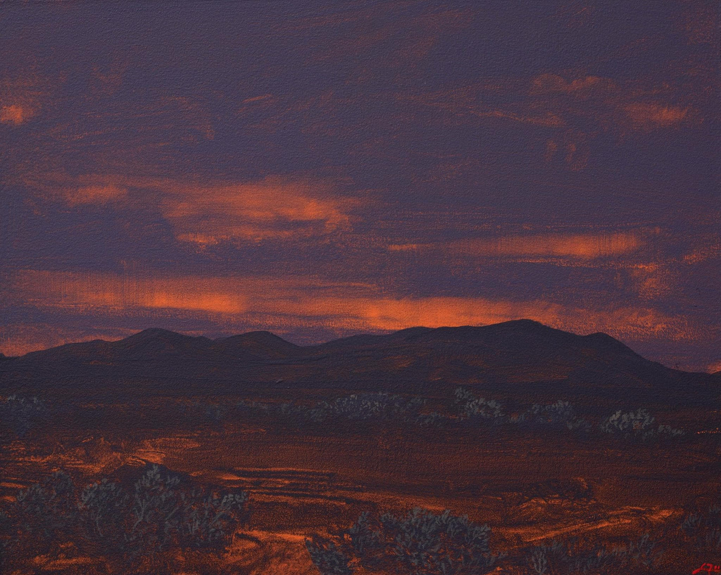 Ortiz Series 3, No.10 - 8" x 10", Original Southwestern Landscape Painting in Handmade Frame