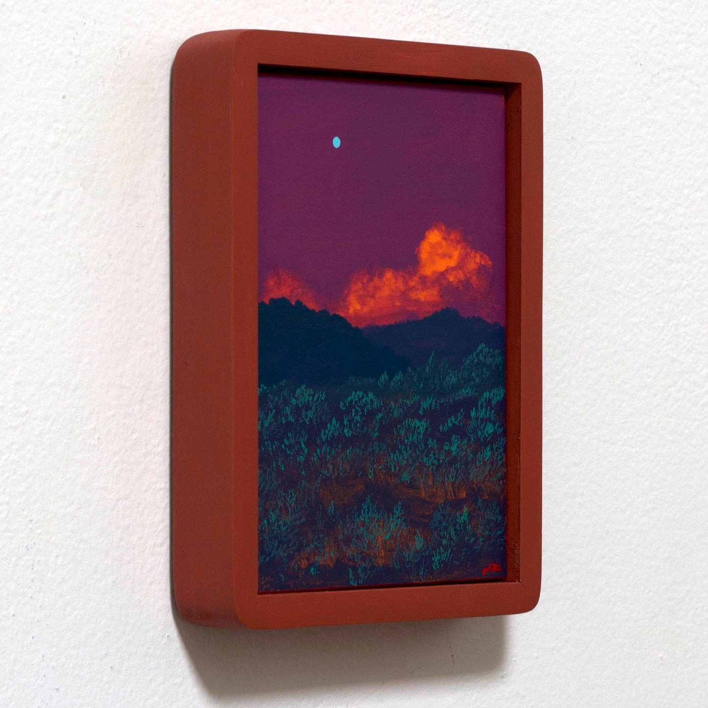 Twomile Reservoir, August 2nd 2025 - 5" x 7", Original Southwestern Landscape Painting in Handmade Frame