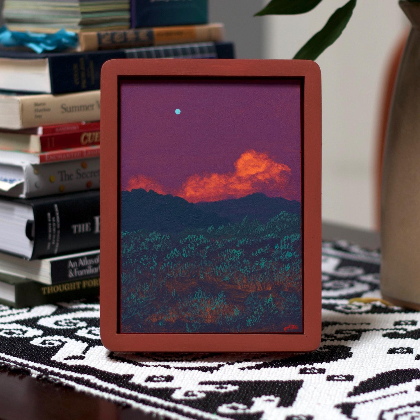 Twomile Reservoir, August 2nd 2025 - 5" x 7", Original Southwestern Landscape Painting in Handmade Frame