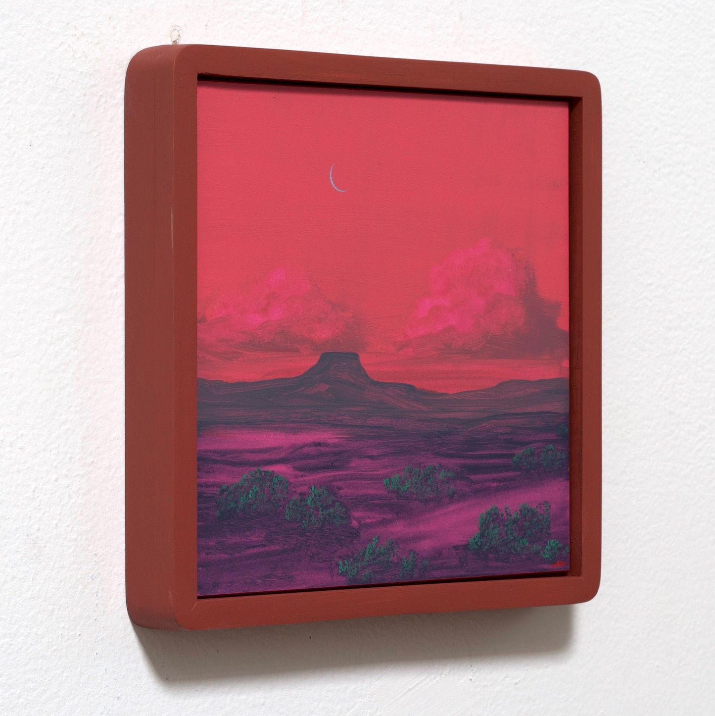 Abiquiú Series 4, No.11 - 8" x 8", Original Southwestern Landscape Painting in Handmade Frame
