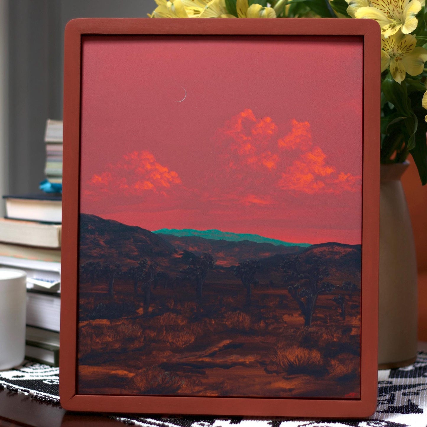 Joshua Tree No.1 - 11" x 14", Original Southwestern Landscape Painting in Handmade Frame