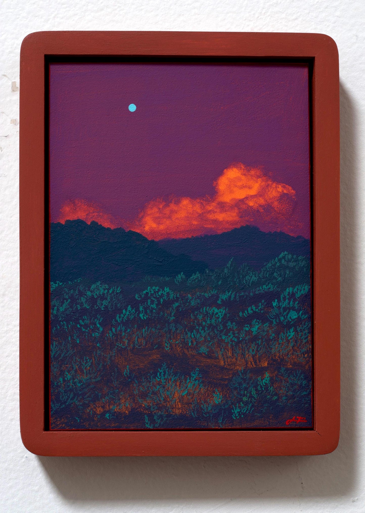 Twomile Reservoir, August 2nd 2025 - 5" x 7", Original Southwestern Landscape Painting in Handmade Frame