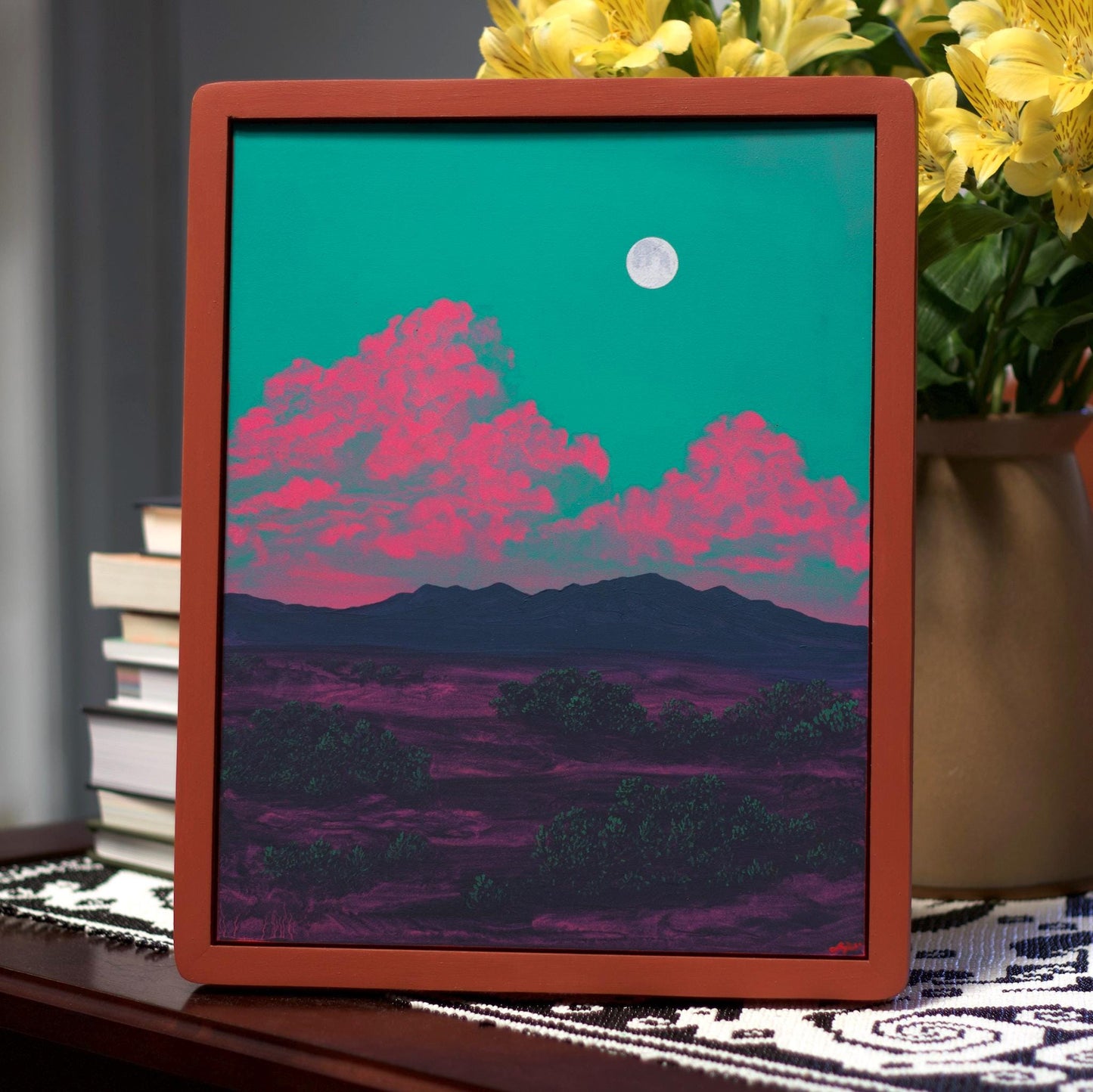 Ortiz Series 3, No.11 - 11" x 14", Original Southwestern Landscape Painting in Handmade Frame