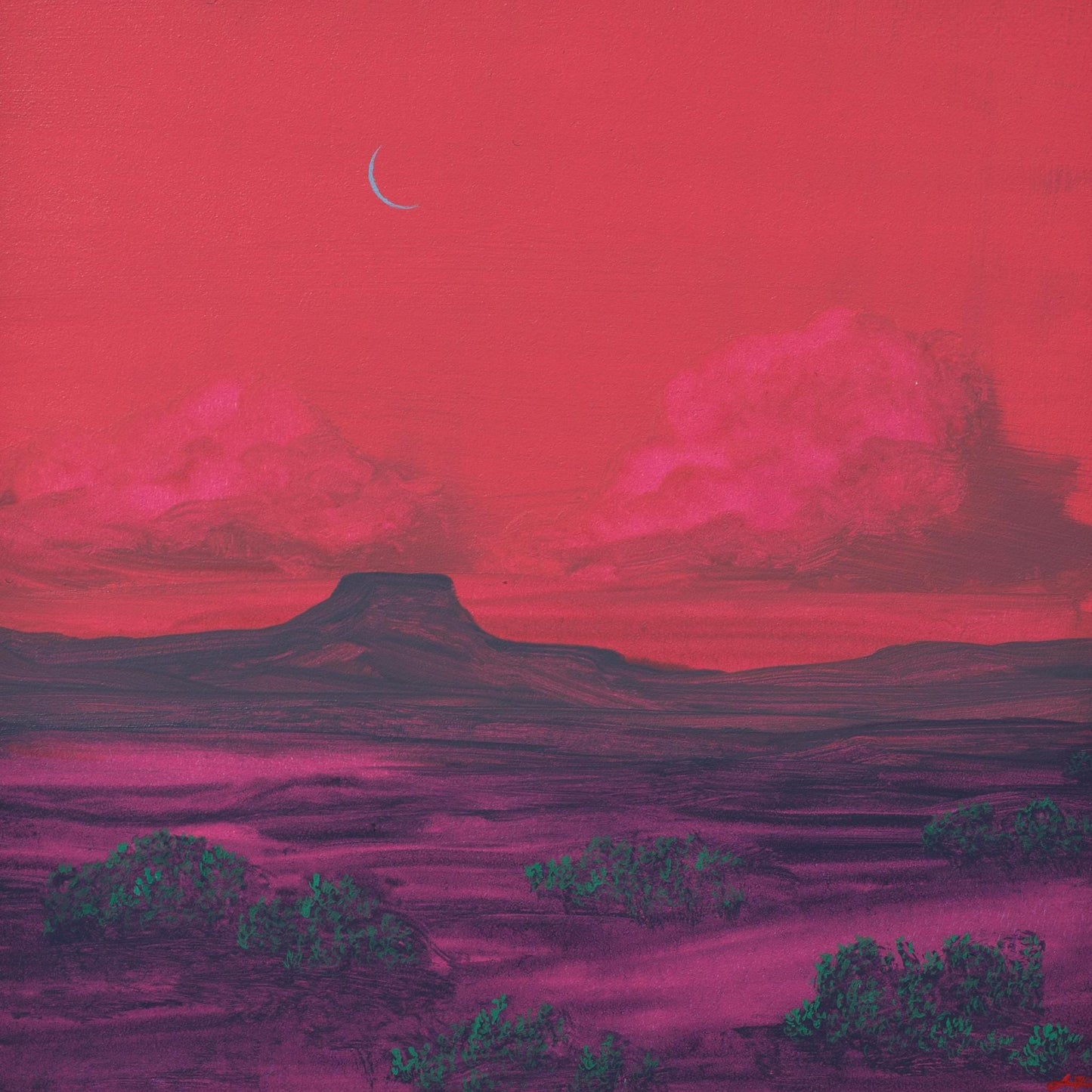 Abiquiú Series 4, No.11 - 8" x 8", Original Southwestern Landscape Painting in Handmade Frame