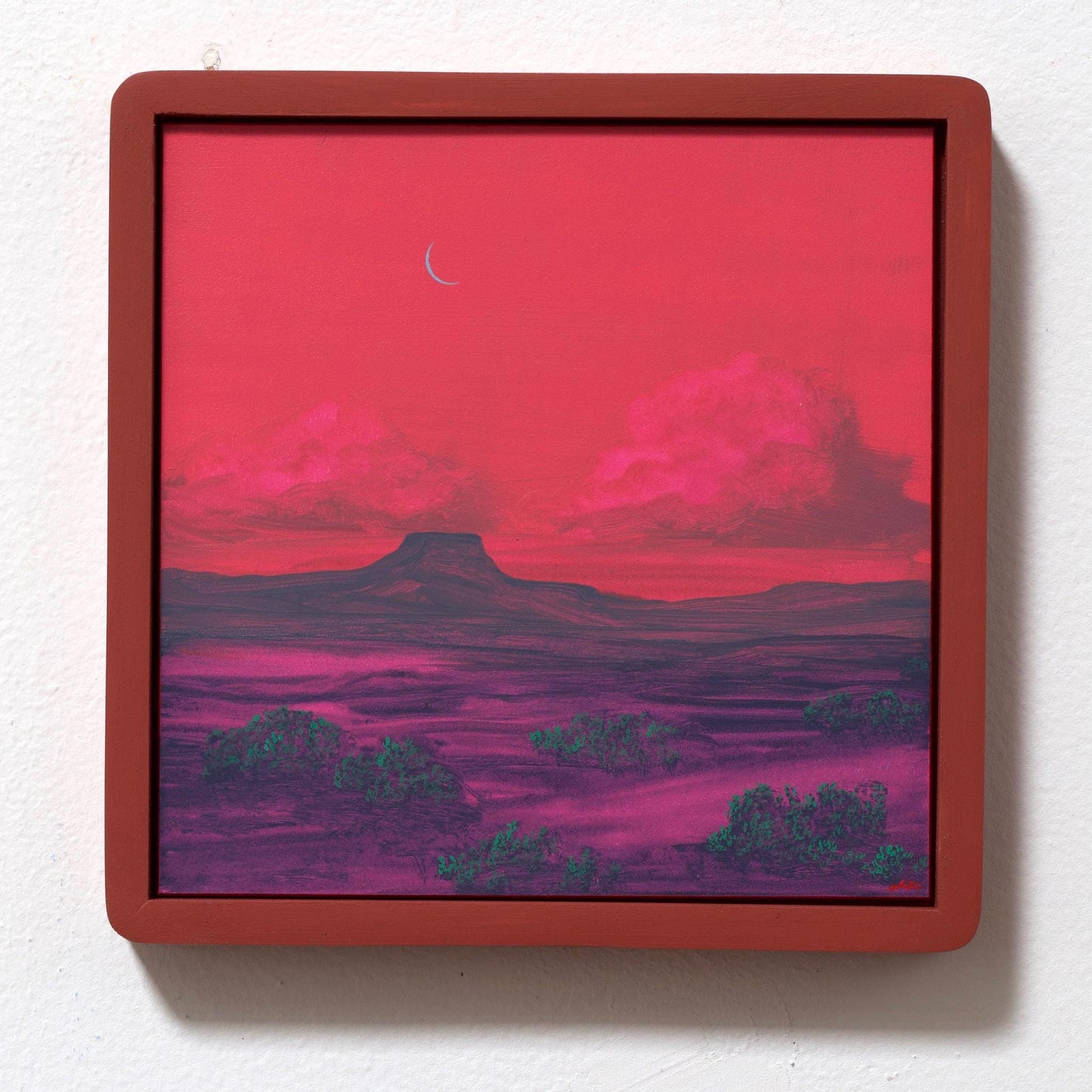 Abiquiú Series 4, No.11 - 8" x 8", Original Southwestern Landscape Painting in Handmade Frame