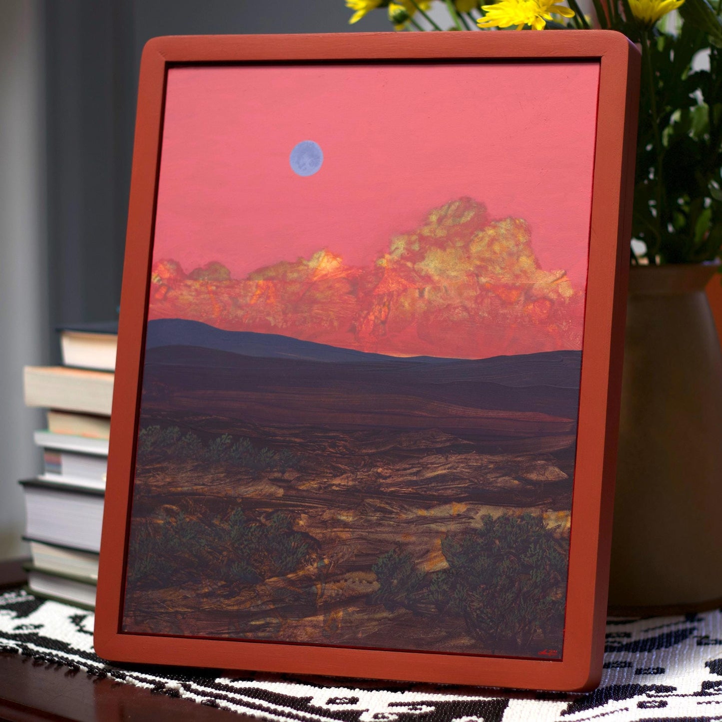 Nambé Badlands No.3 - 11" x 14", Original Southwestern Landscape Painting in Handmade Frame