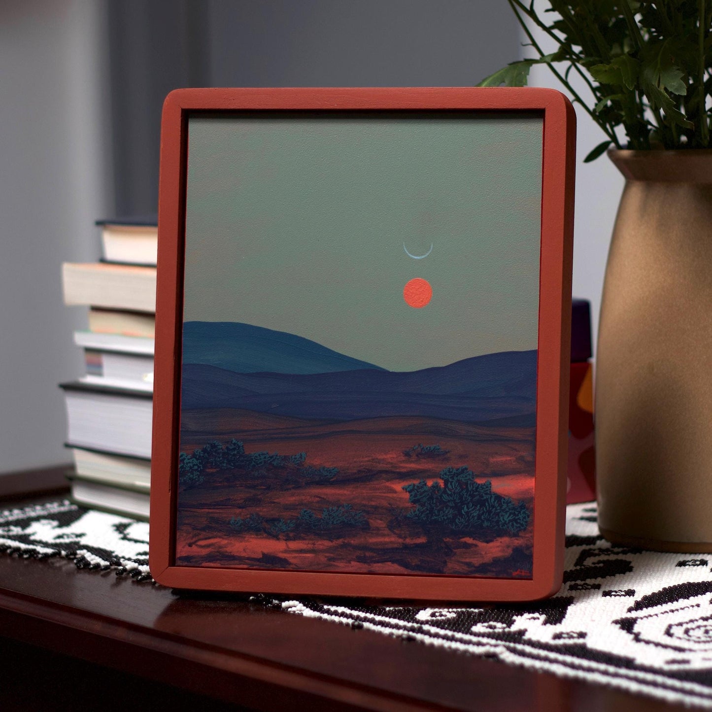 Tesuque No.9 - 8" x 10"- Southwestern Painting in Handmade Frame