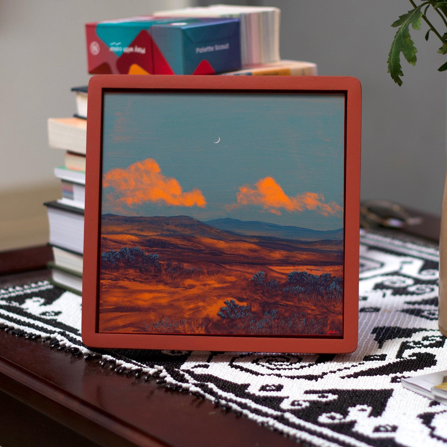 Nambé Badlands No.3 - 8" x 8", Original Southwestern Landscape Painting in Handmade Frame