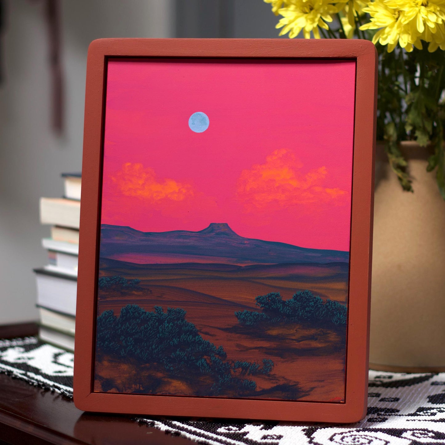 Abiquiú Series 4, No.13 - 9" x 12"- Southwestern Painting in Handmade Frame