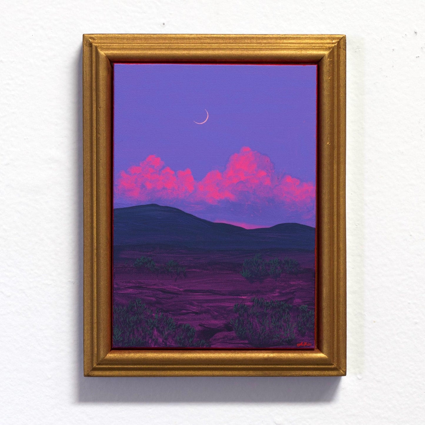 Santa Fe Foothills Miniature No.1 - 5" x 7", Original Southwestern Landscape Painting in Handmade Frame