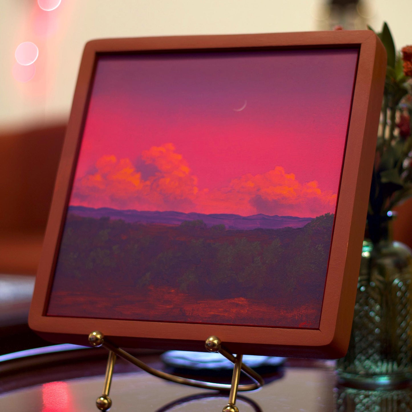 Pojoaque No.1 - 8" x 8"- Southwestern Oil Painting in Handmade Frame