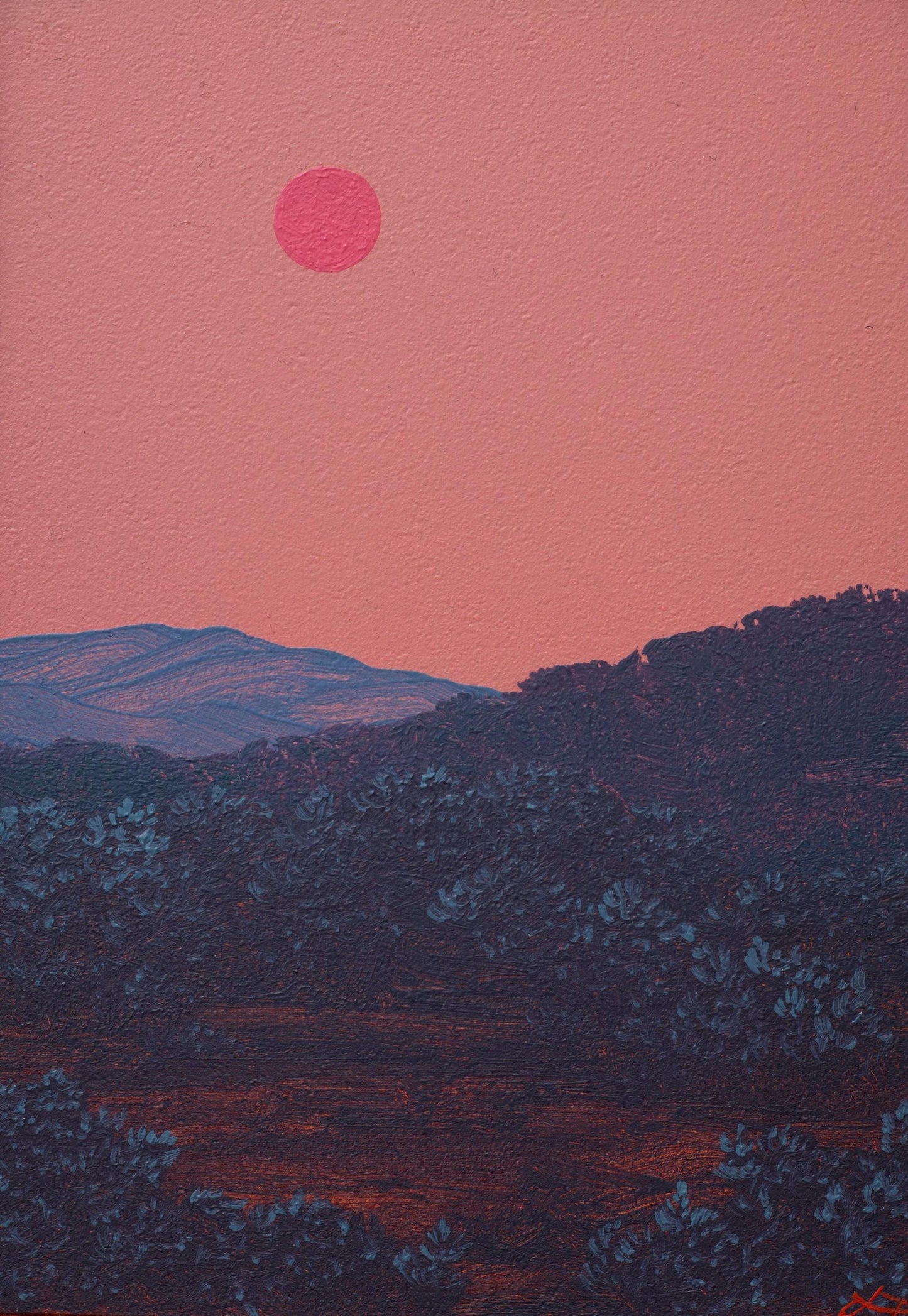 Tesuque Miniature No.7 - 5" x 7" Southwest Landscape Painting in Handmade Frame