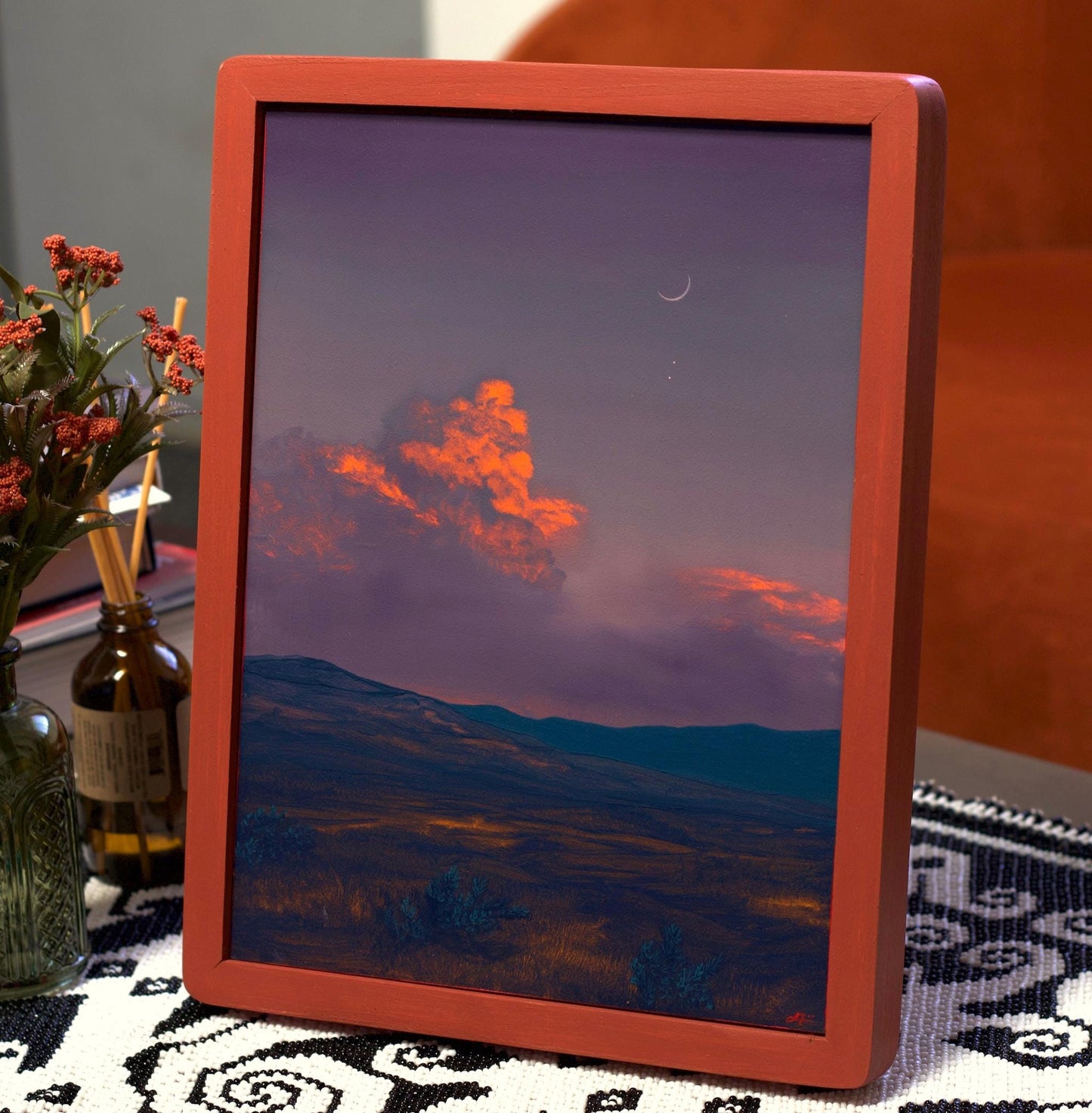 Nambé Badlands No.5 - 9" x 12", Original Southwestern Landscape Painting in Handmade Frame