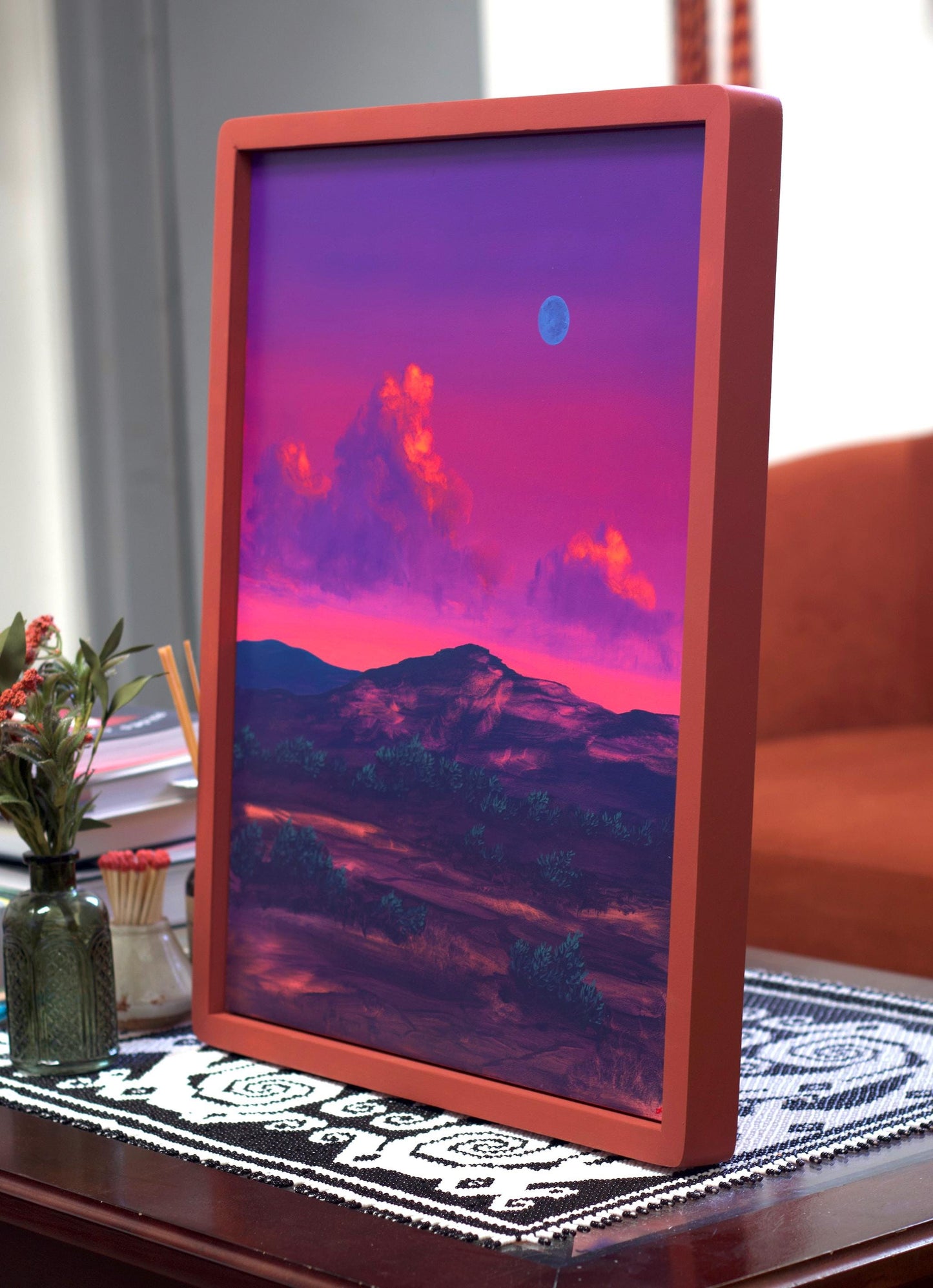 Nambé NM, April 2026 - 16" x 20", Original Southwestern Landscape Painting in Handmade Frame