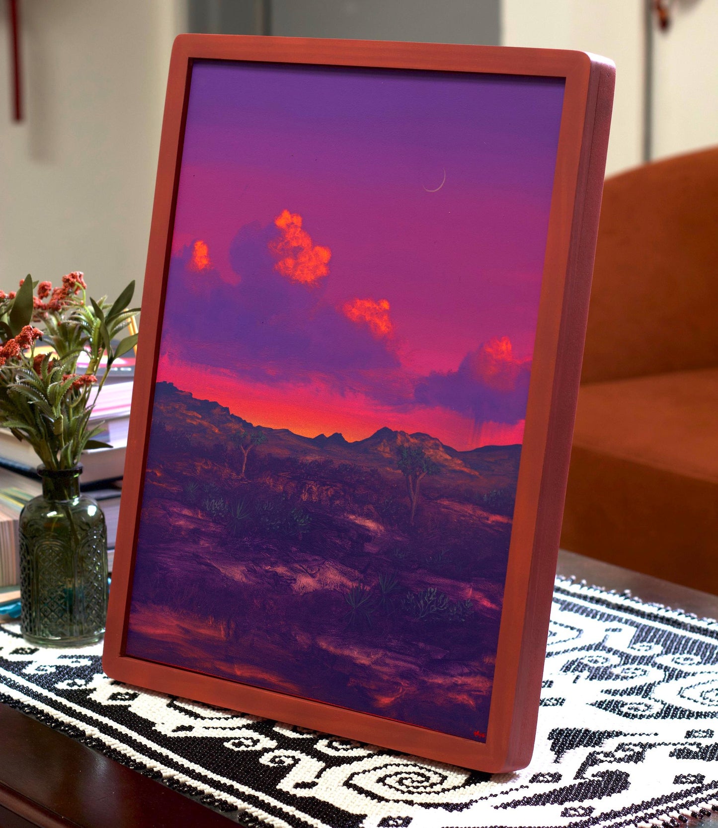 Joshua Tree II, April 2026 - 12" x 16", Original Southwestern Landscape Painting in Handmade Frame