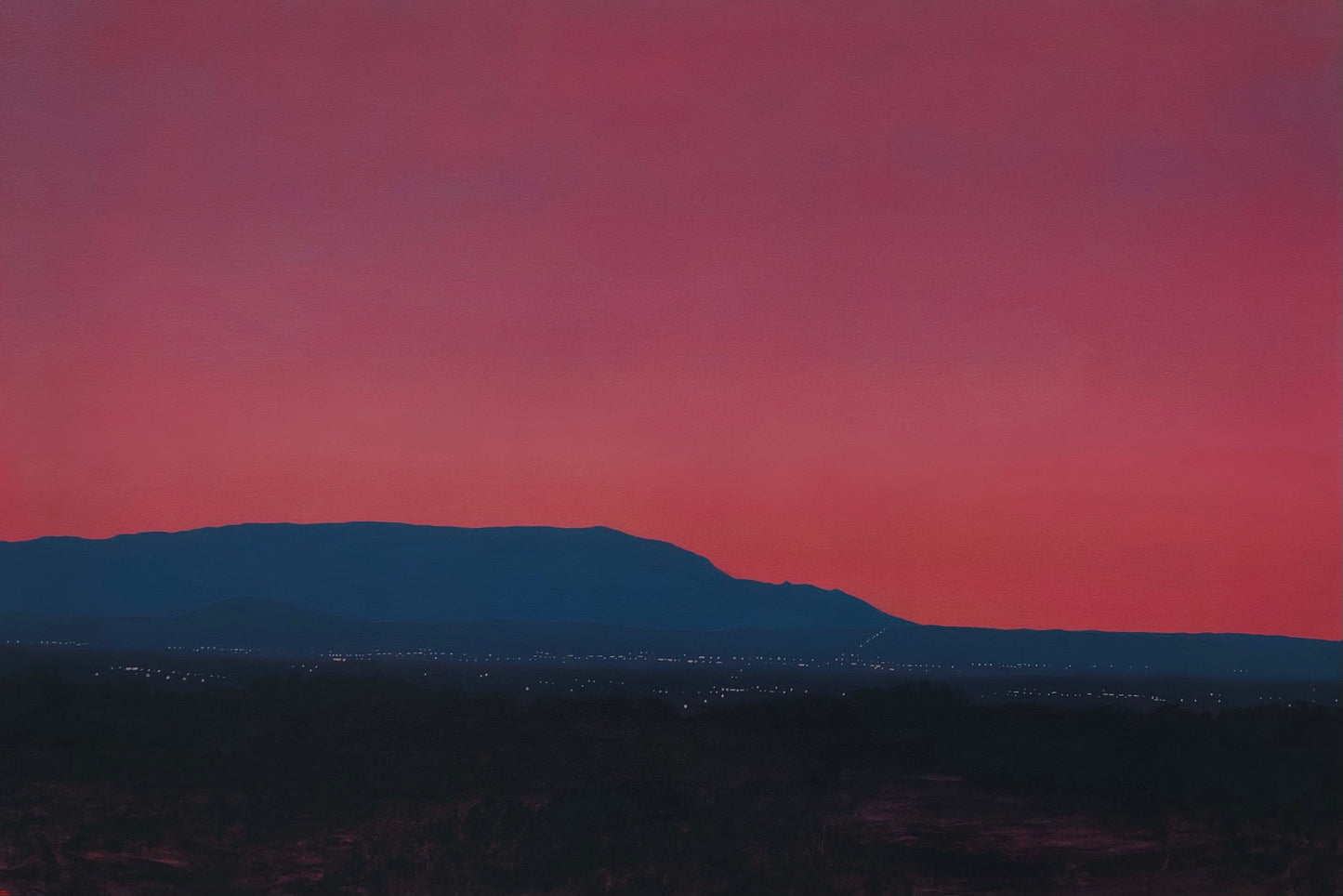 Santa Fe Night Series 2, No.6 - Original Southwest Landscape Oil Painting - 24 x 36 inches in handmade frame