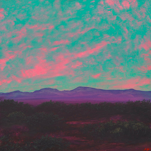 Jemez Series 6, No.13 - Original Southwest Landscape Oil Painting - 8 x 8 inches in handmade frame