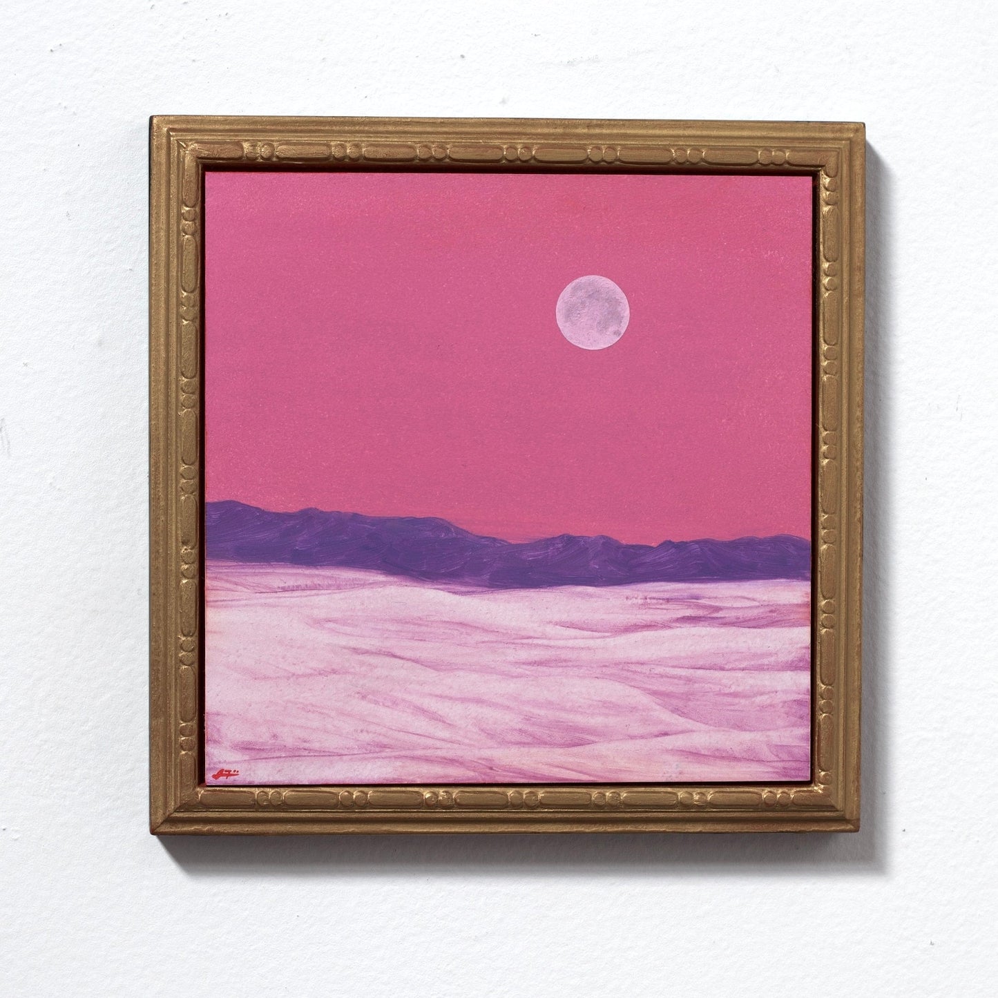 White Sands No.2 - Original Southwest Landscape Oil Painting - 8 x 8 inches in handmade frame