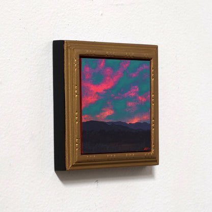 Jemez Miniature Series 3, No.3 - Original Southwest Landscape Oil Painting - 4 x 4 inches in handmade wooden frame