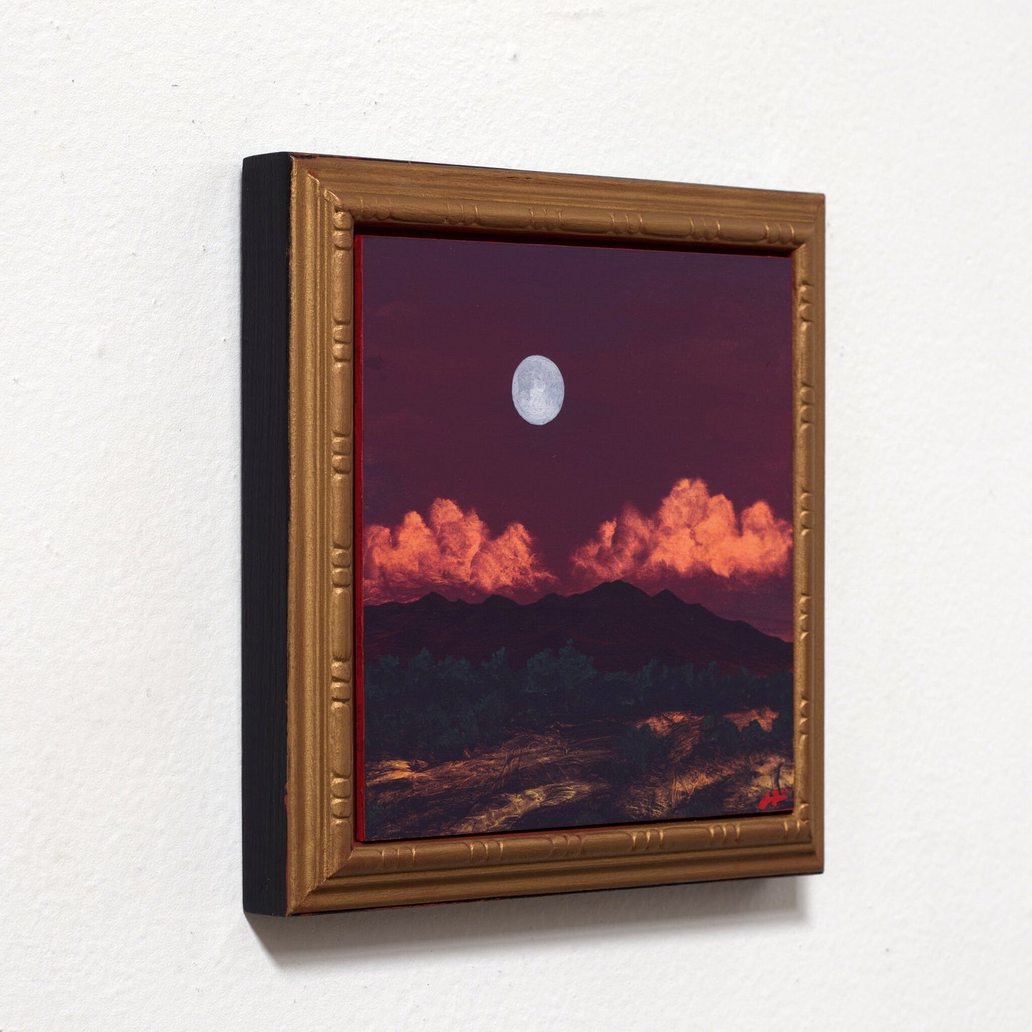 Ortiz Miniature Series 2, No.2 - 6" x 6", Original Southwestern Landscape Oil Painting in Handmade Frame