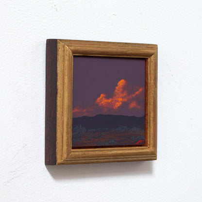 Jemez Miniature Series 3, No.5 - 4" x 4" Southwestern Oil Painting in Handmade Frame