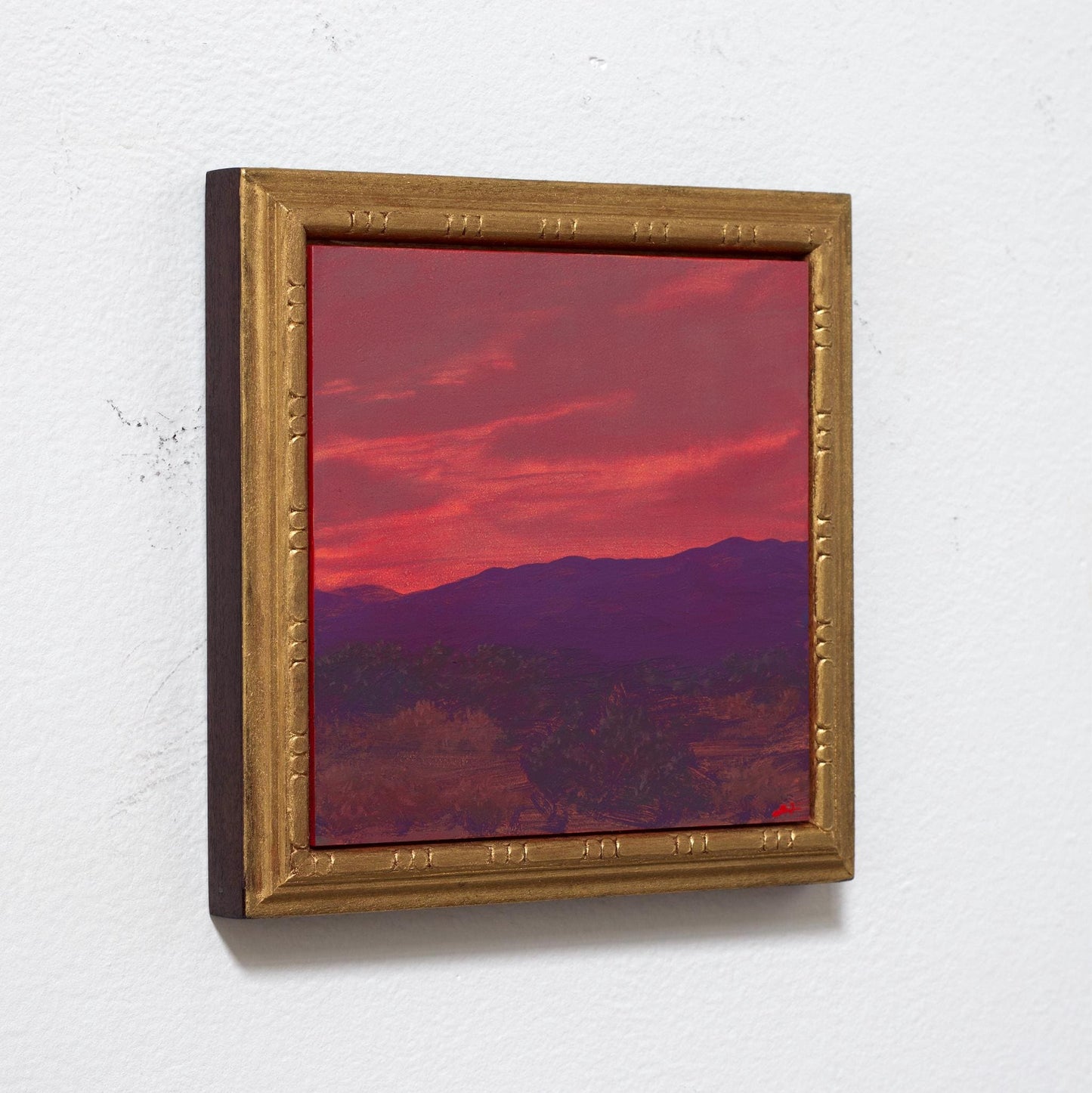 Sangre de Cristo Miniature Series 3, No.6 - 6" x 6", Original Southwestern Landscape Oil Painting in Handmade Frame