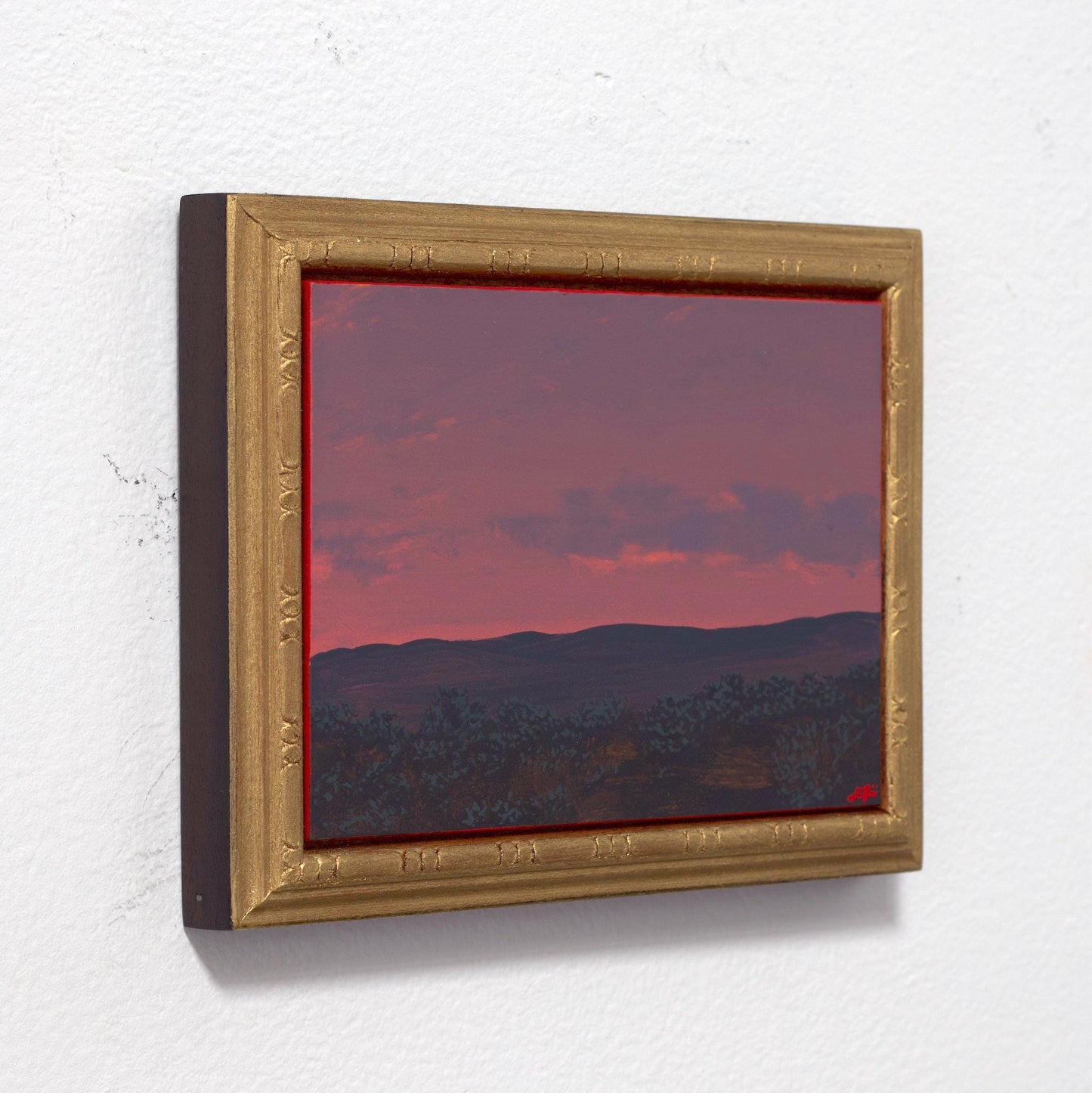 Jemez Miniature Series 3, No.6 - 5" x 7", Original Southwestern Landscape Oil Painting in Handmade Frame