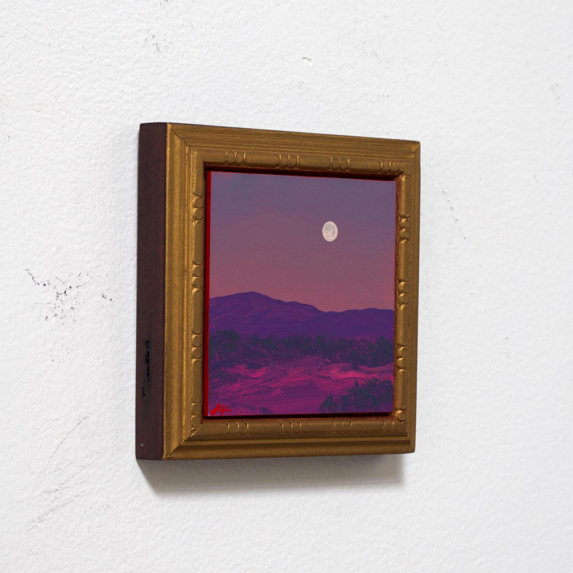 Sangre de Cristo Miniature Series 3, No.7 - 4" x 4" Southwestern Oil Painting in Handmade Frame