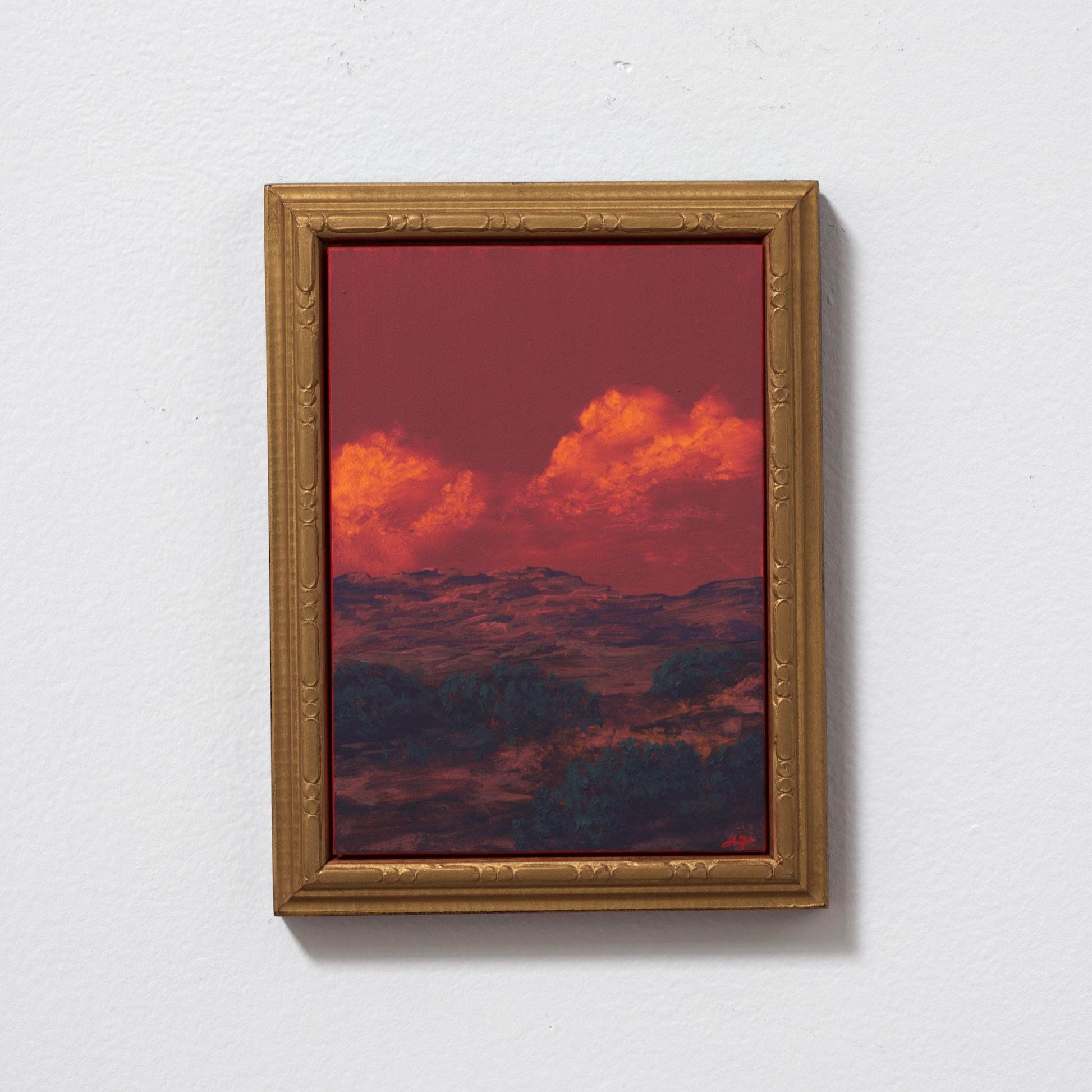 Chimayó Miniature Series 2, No.11 - 5" x 7", Original Southwestern Landscape Oil Painting in Handmade Frame