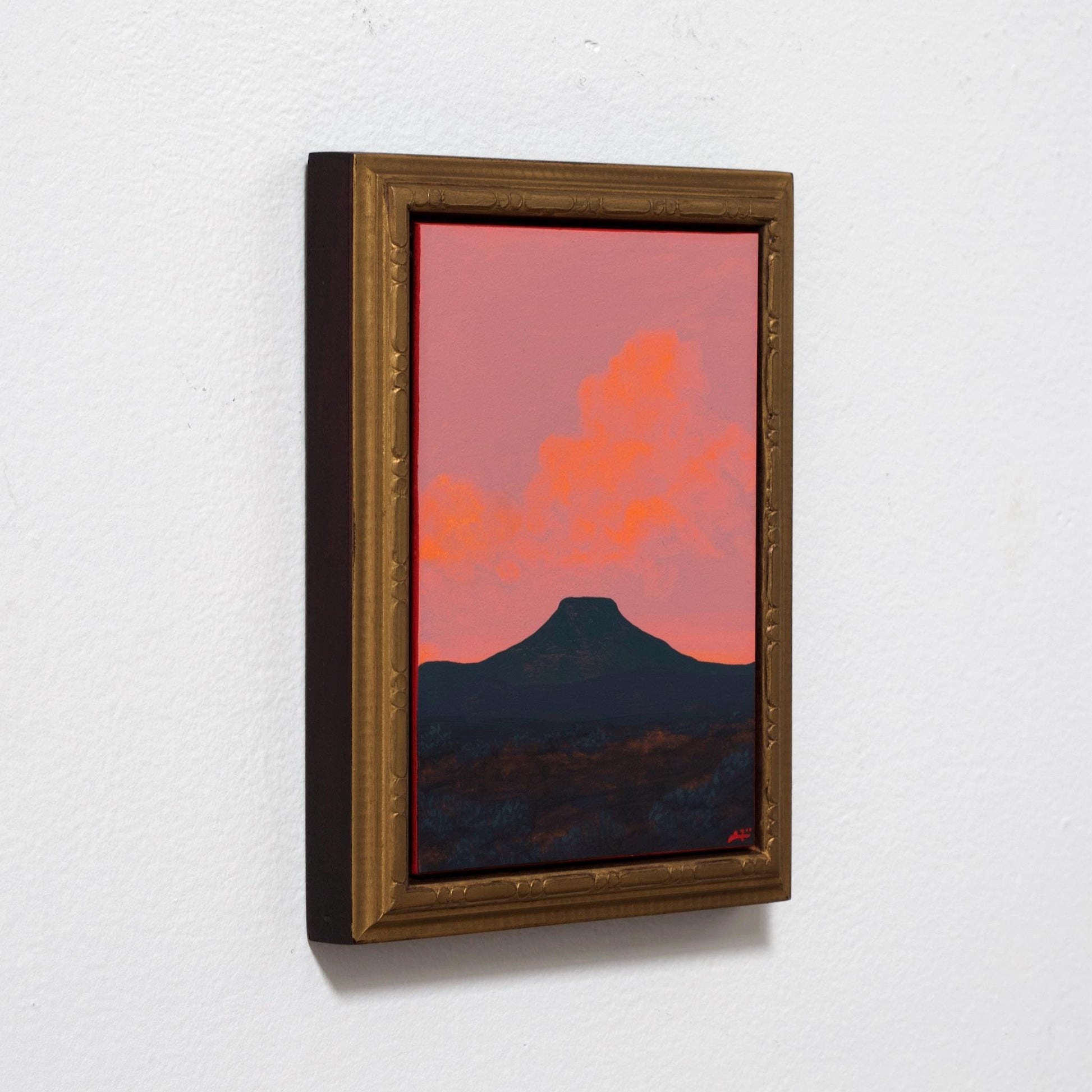 Abiquiú Miniature Series 3, No.6 - 5" x 7", Original Southwestern Landscape Oil Painting in Handmade Frame