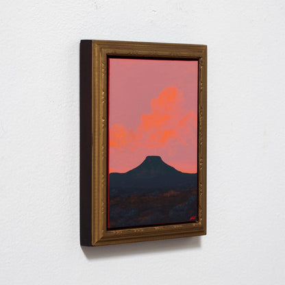 Abiquiú Miniature Series 3, No.6 - 5" x 7", Original Southwestern Landscape Oil Painting in Handmade Frame