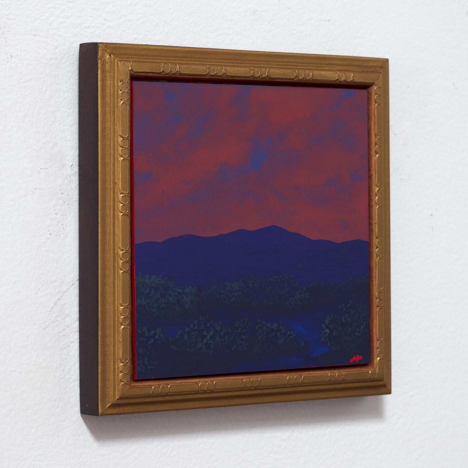 Sangre de Cristo Miniature Series 3, No.9 - 6" x 6", Original Southwestern Landscape Oil Painting in Handmade Frame