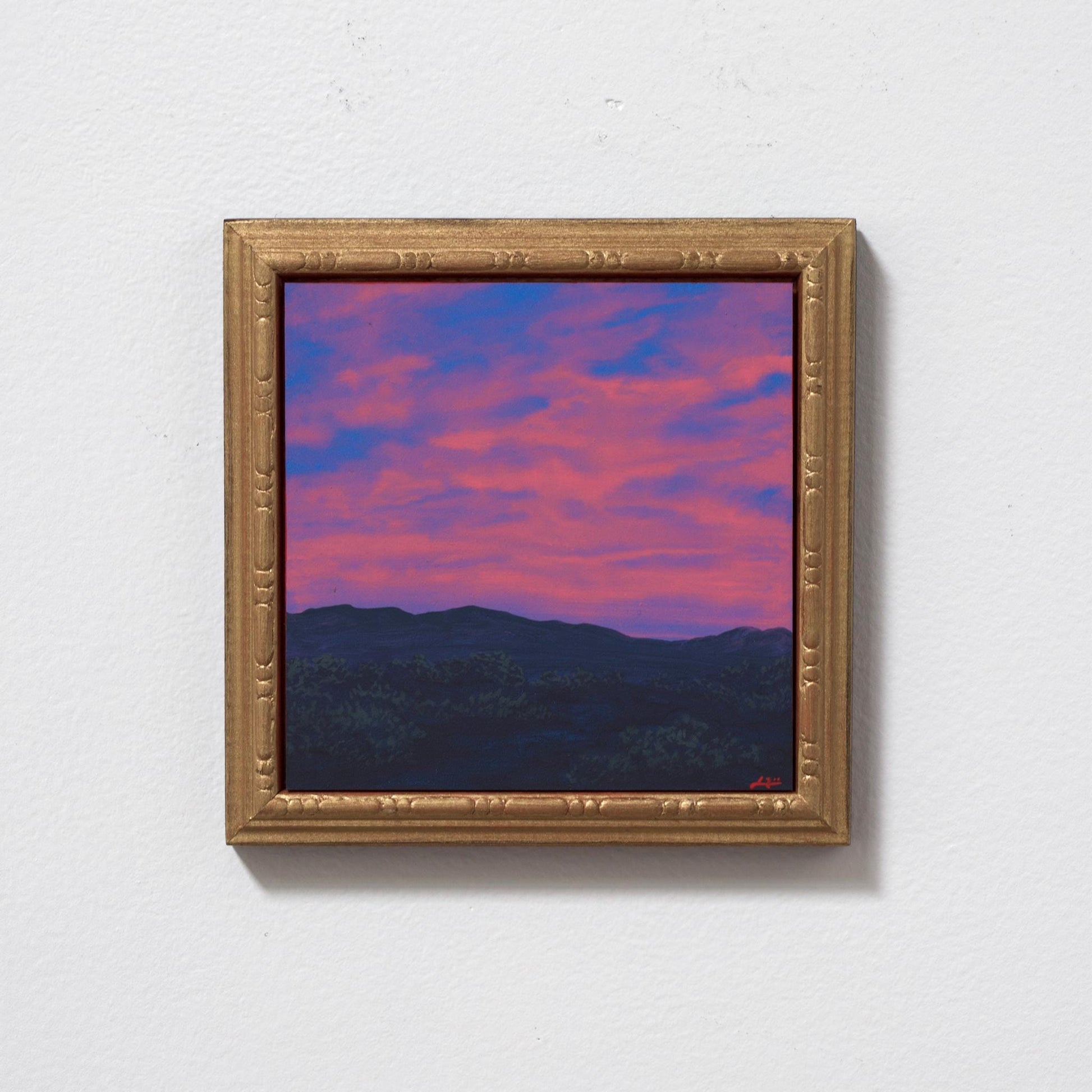 Sangre de Cristo Miniature Series 3, No.10 - 6" x 6", Original Southwestern Landscape Oil Painting in Handmade Frame