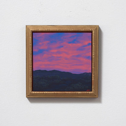 Sangre de Cristo Miniature Series 3, No.10 - 6" x 6", Original Southwestern Landscape Oil Painting in Handmade Frame