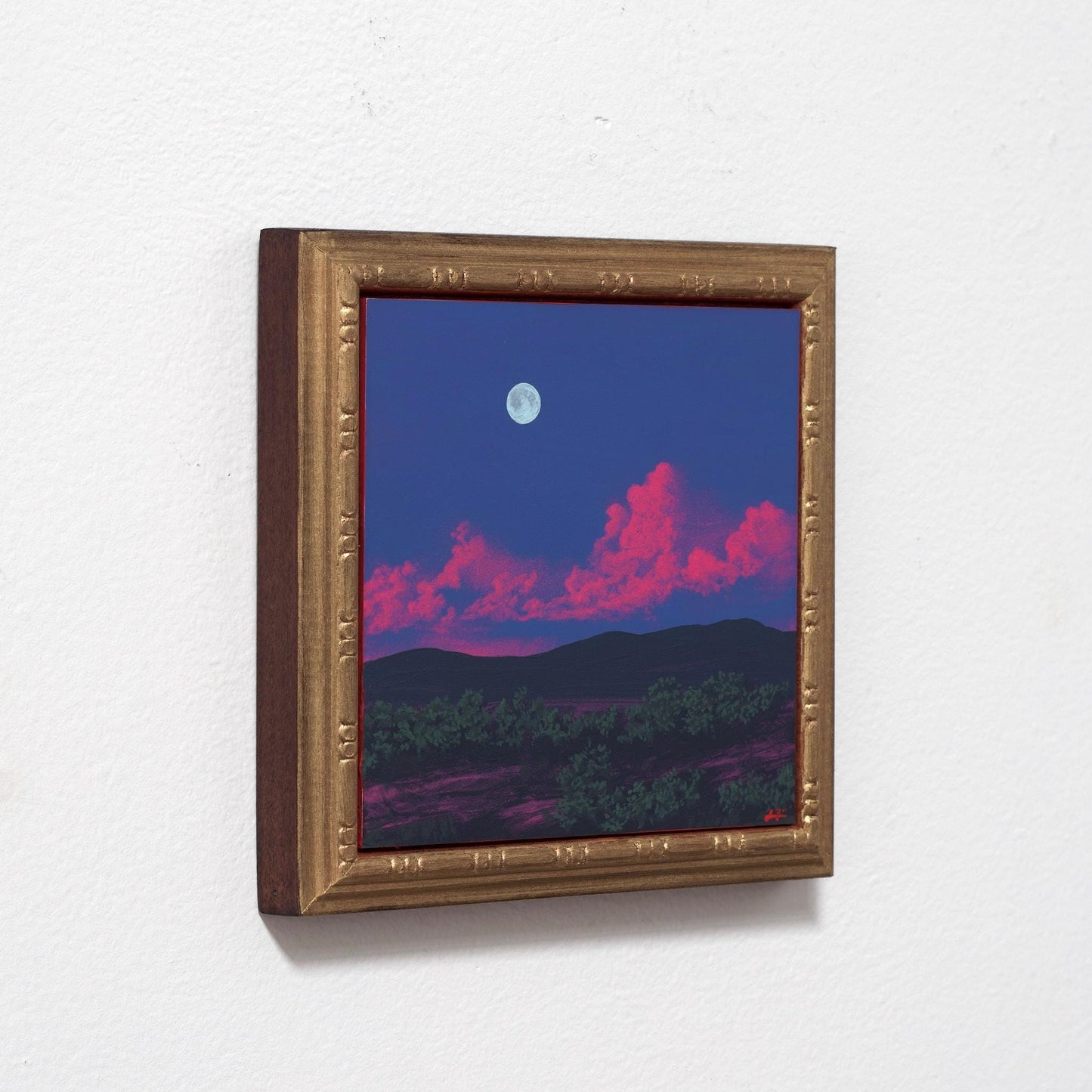 Sangre de Cristo Miniature Series 3, No.11 - 6" x 6", Original Southwestern Landscape Oil Painting in Handmade Frame