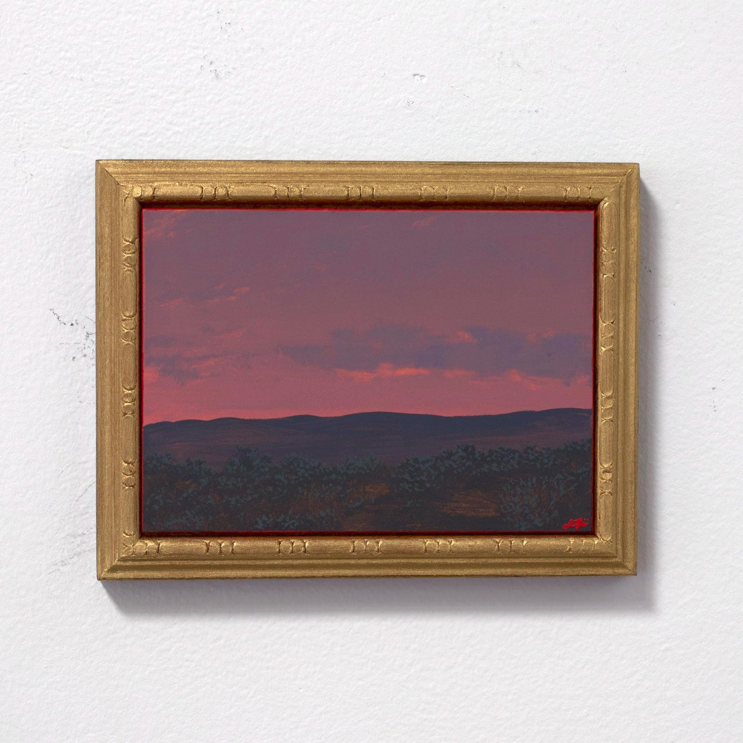 Jemez Miniature Series 3, No.6 - 5" x 7", Original Southwestern Landscape Oil Painting in Handmade Frame