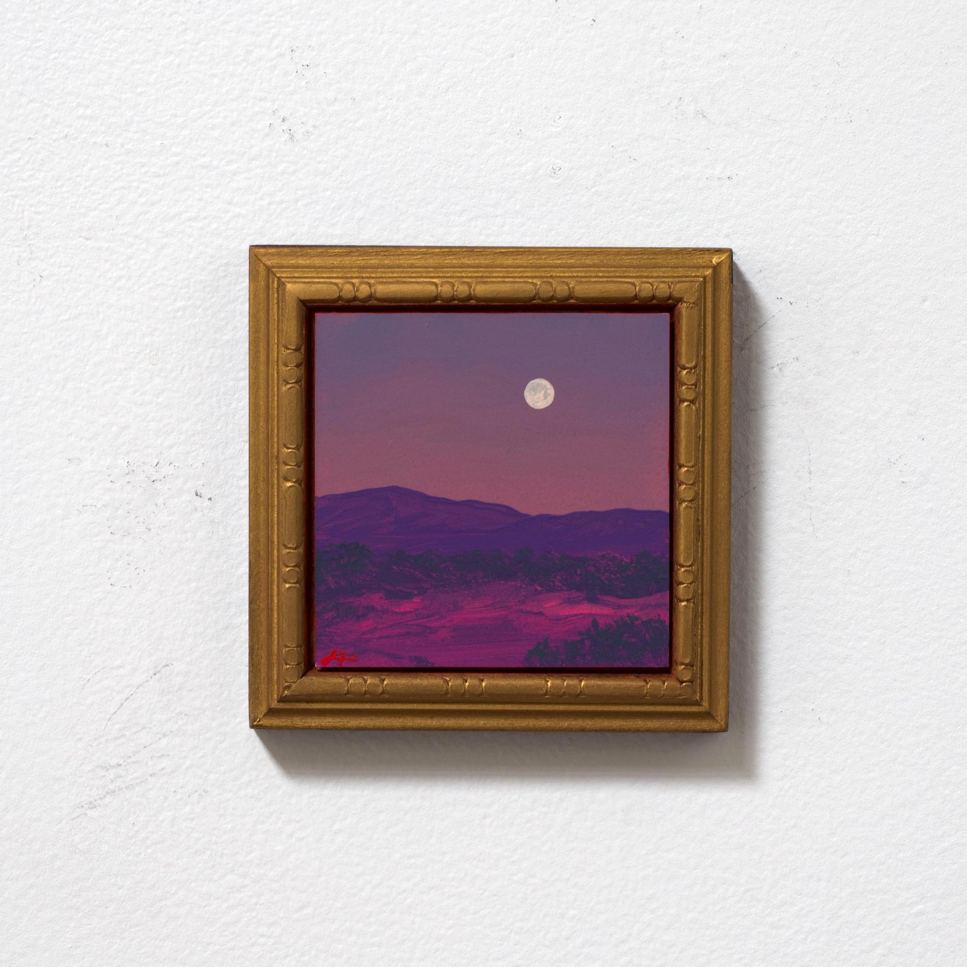 Sangre de Cristo Miniature Series 3, No.7 - 4" x 4" Southwestern Oil Painting in Handmade Frame