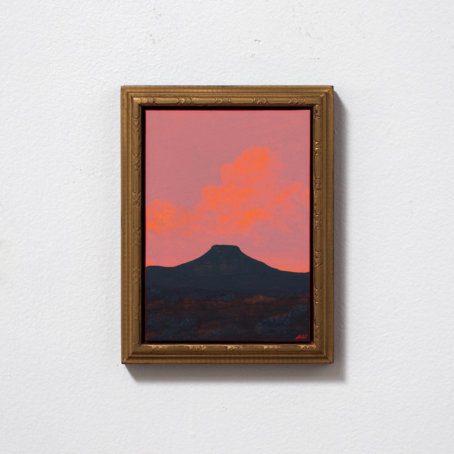 Abiquiú Miniature Series 3, No.6 - 5" x 7", Original Southwestern Landscape Oil Painting in Handmade Frame