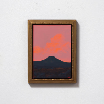 Abiquiú Miniature Series 3, No.6 - 5" x 7", Original Southwestern Landscape Oil Painting in Handmade Frame