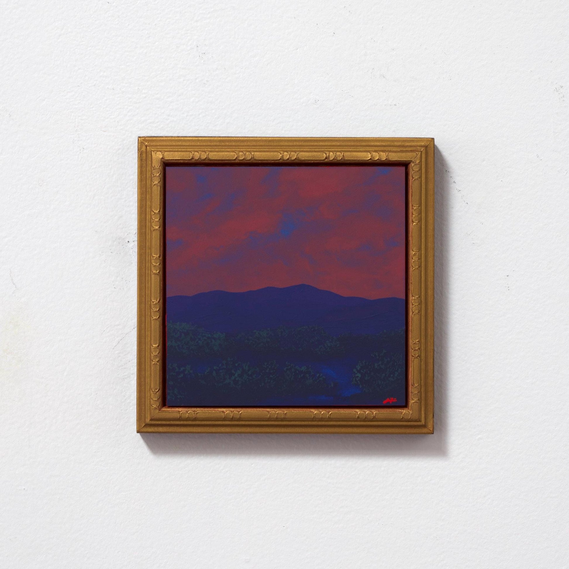 Sangre de Cristo Miniature Series 3, No.9 - 6" x 6", Original Southwestern Landscape Oil Painting in Handmade Frame